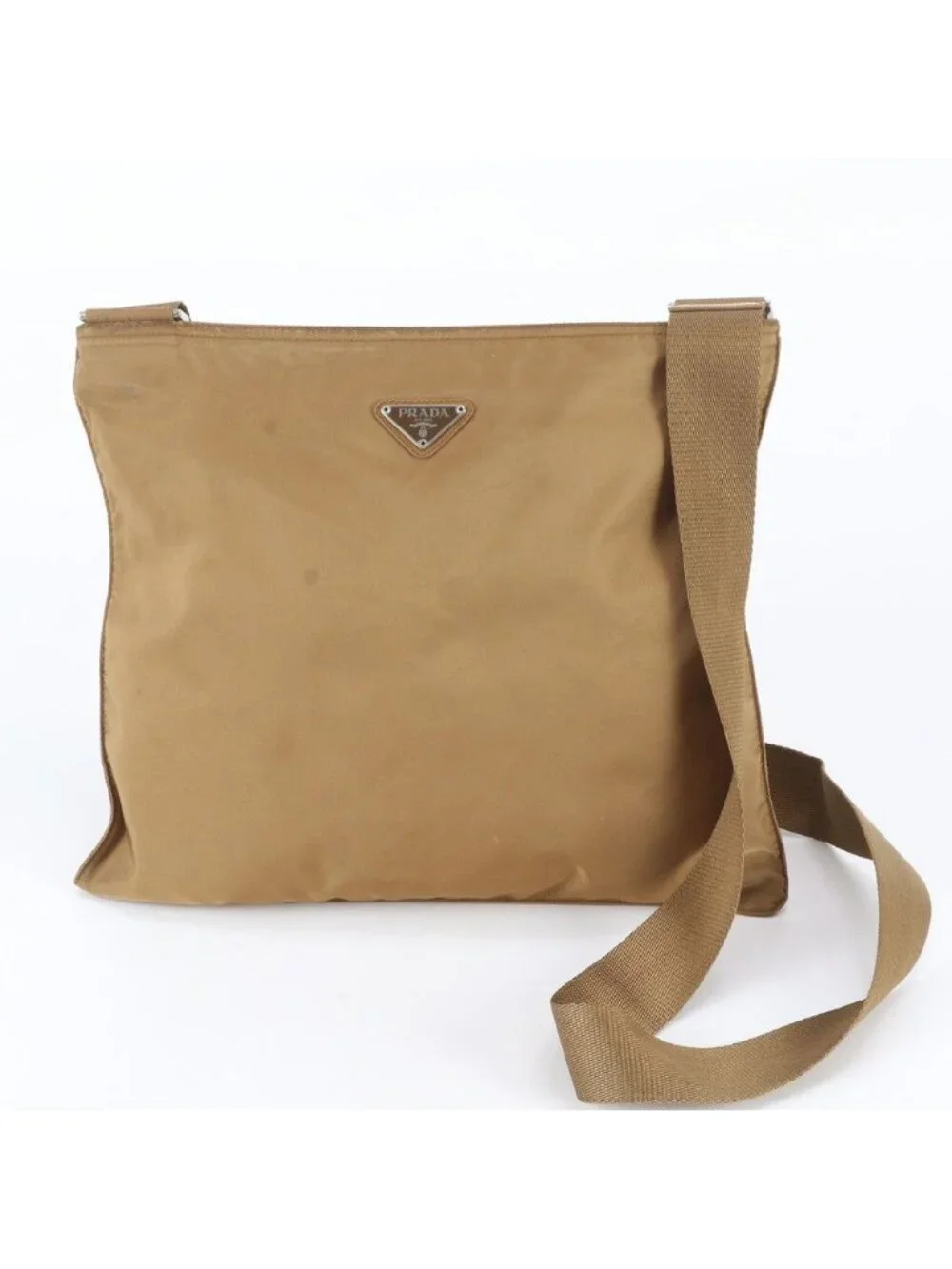 Prada Tessuto Nylon Triangle Logo Leather Shoulder Bag Crossbody Messenger